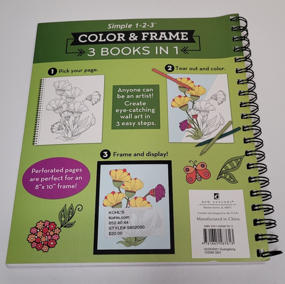 Color and Frame 3 books in 1 Flowers Deserts Oceans NWOT - Picture 7 of 10